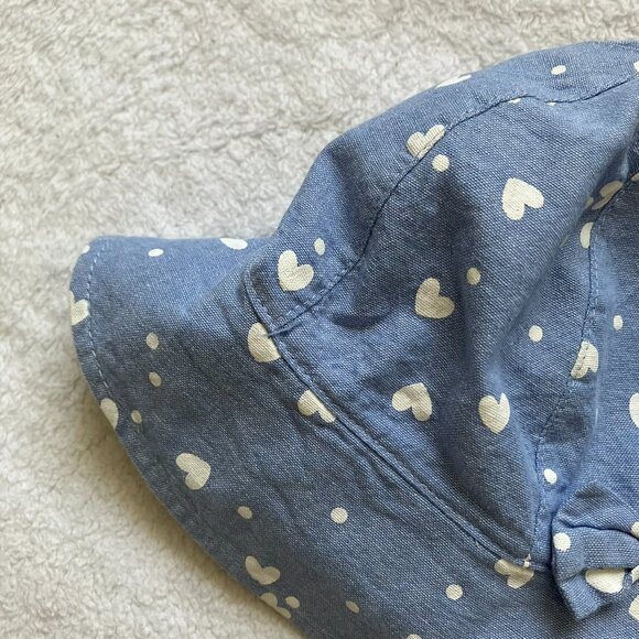 Joe Fresh Toddler Sunhat 12-24M | Blue Hearts Bow EUC - Picture 3 of 8